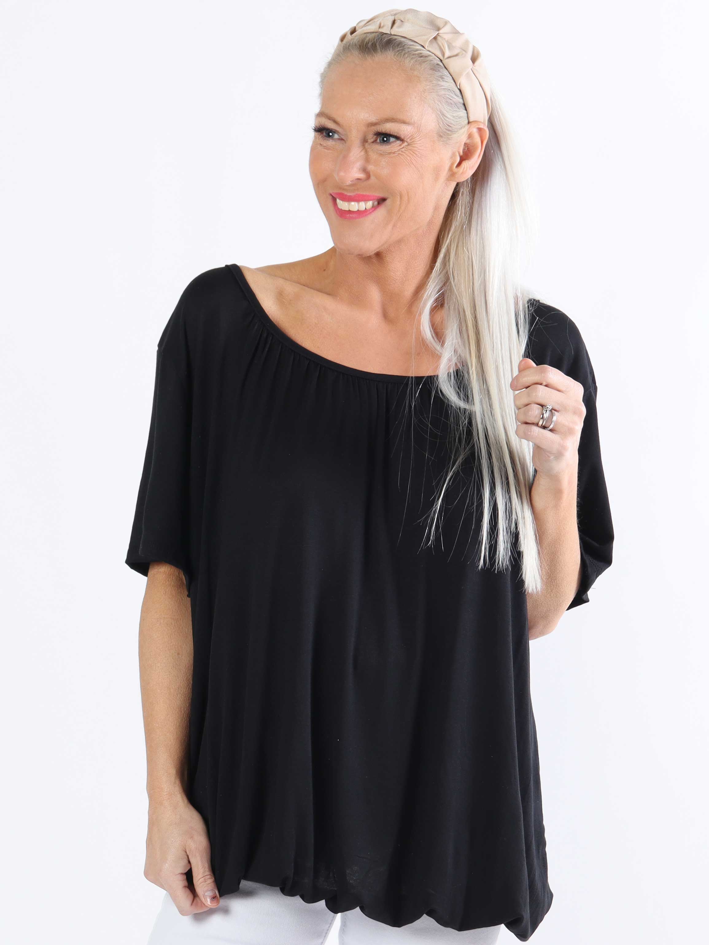 Miracle t-shirt - Basis t-shirt i plus size med elastik forneden (bestseller)